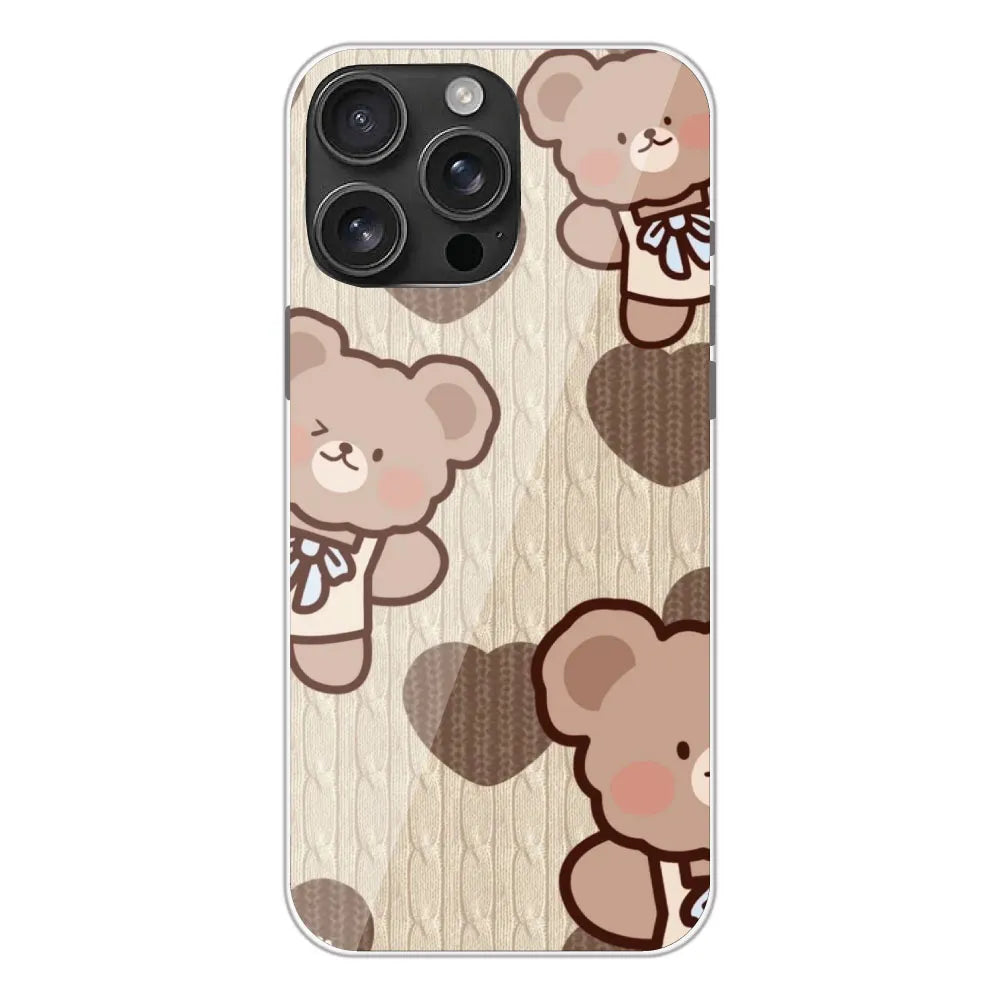 Teddy Heart - Printed Silicone Case For Apple iPhone 16 Pro Max