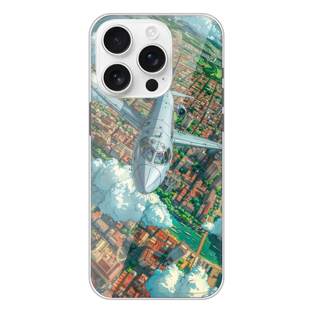 Flying Over City - Printed Silicone Case For Apple iPhone 16 Pro