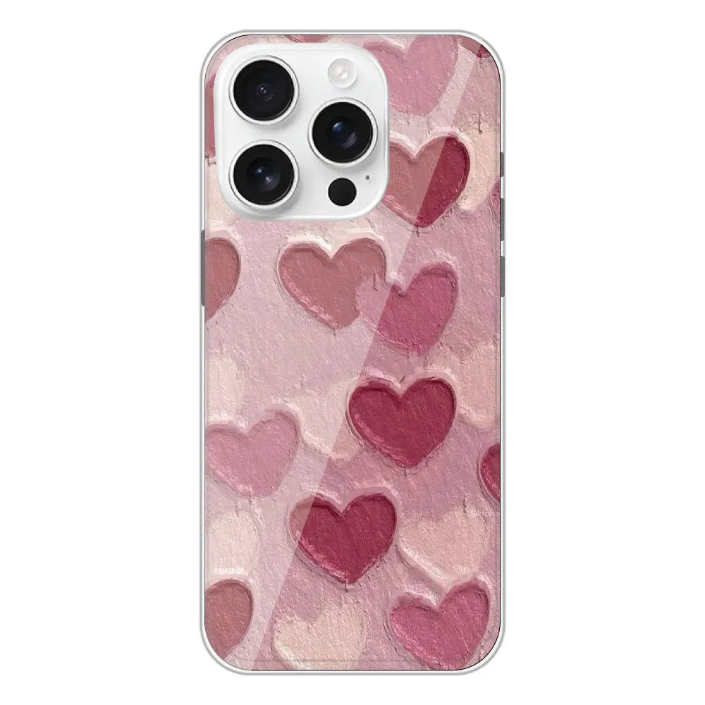 Pastel Hearts Love - Printed Silicone Case For Apple iPhone 16 Pro