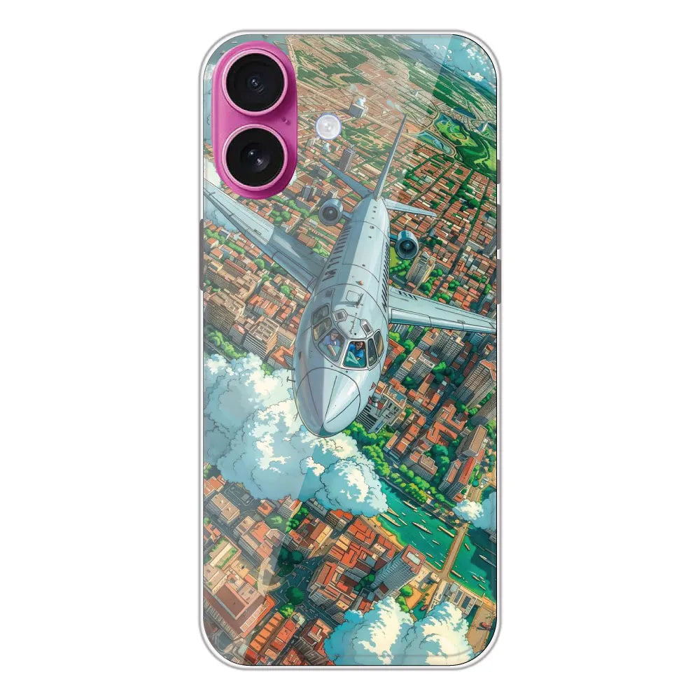 Flying Over City - Printed Silicone Case For Apple iPhone 16 Plus