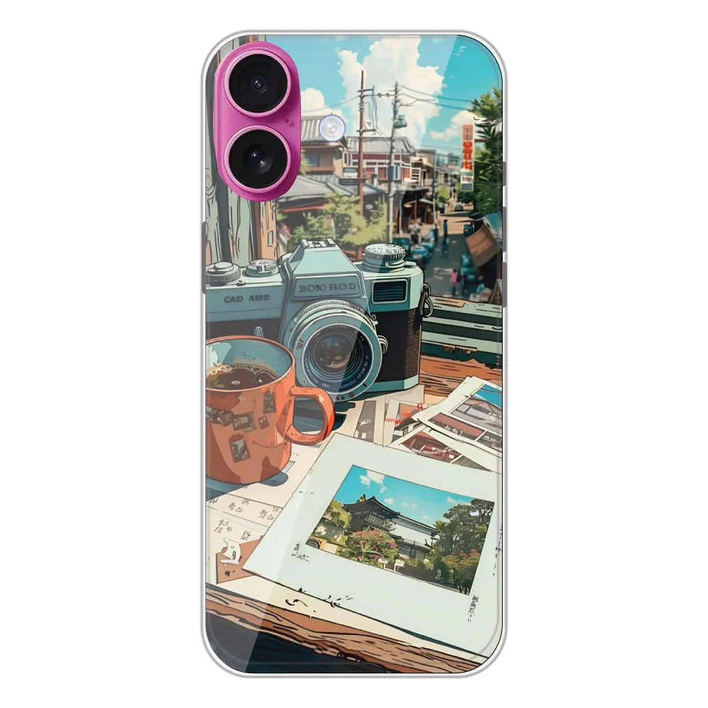 Vintage Camera Travel Vibes - Printed Silicone Case For Apple iPhone 16 Plus