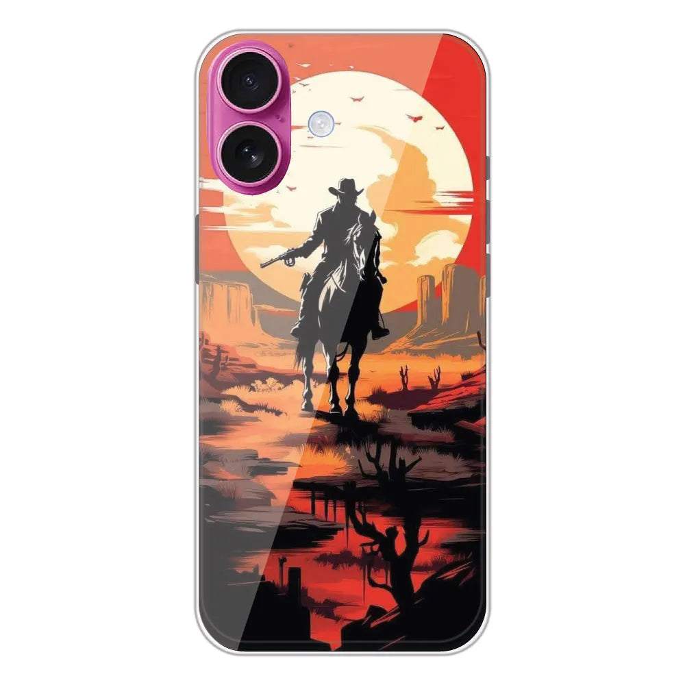 Cowboy and Horse - Printed Silicone Case For Apple iPhone 16 Plus