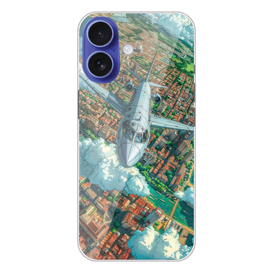 Flying Over City - Printed Silicone Case For Apple iPhone 16