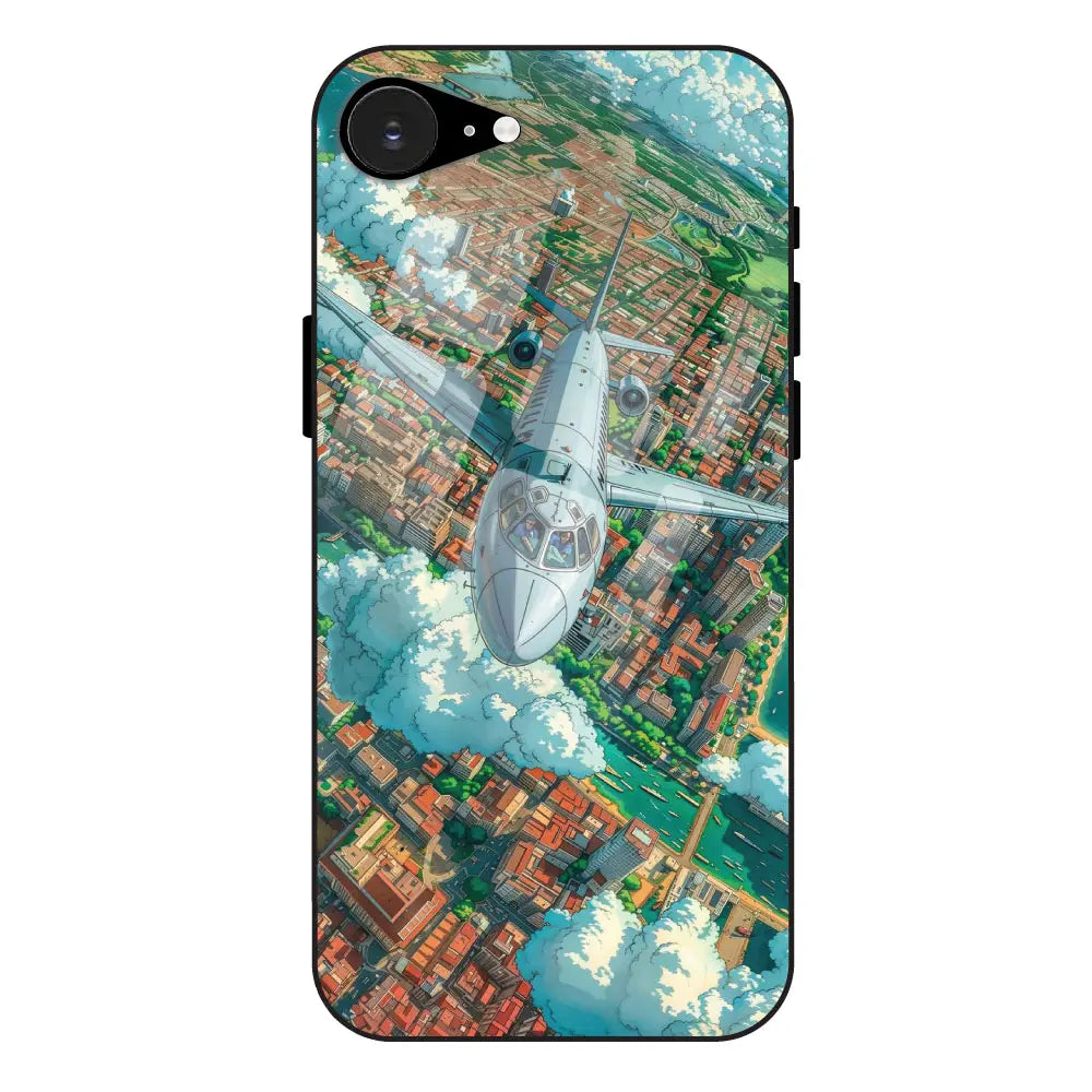 Flying Over City - Glossy Metal Silicone Case For Apple iPhone 16e