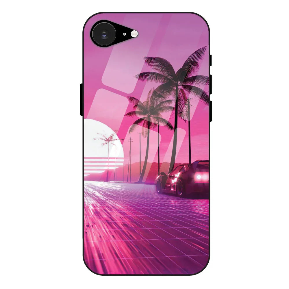Retro Beach Synthwave - Glass Case For Apple iPhone 16E