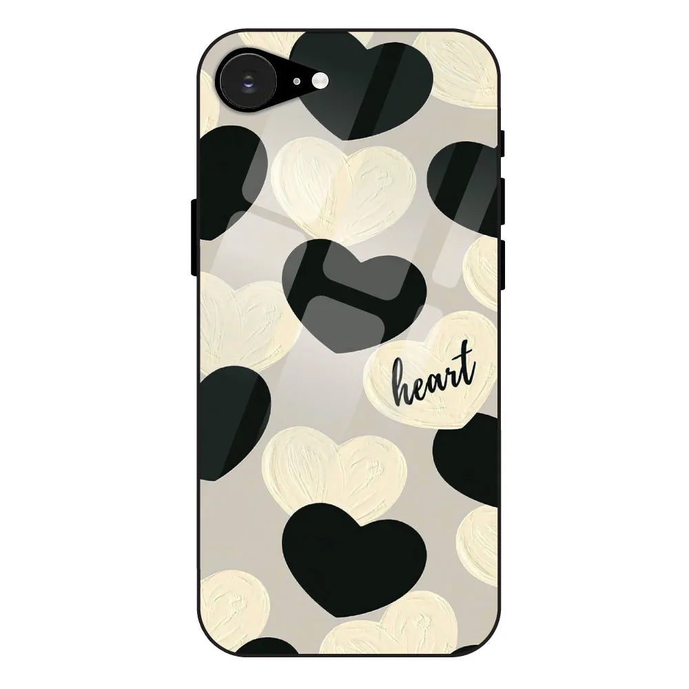 Black And White Hearts - Glossy Metal Silicone Case For Apple iPhone 16E