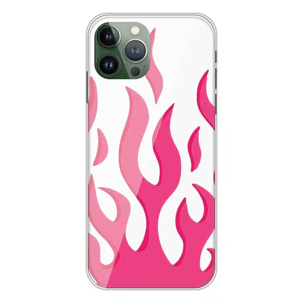 Pink Flames - Clear Printed Silicone Case For Apple iPhone 11 Pro Max