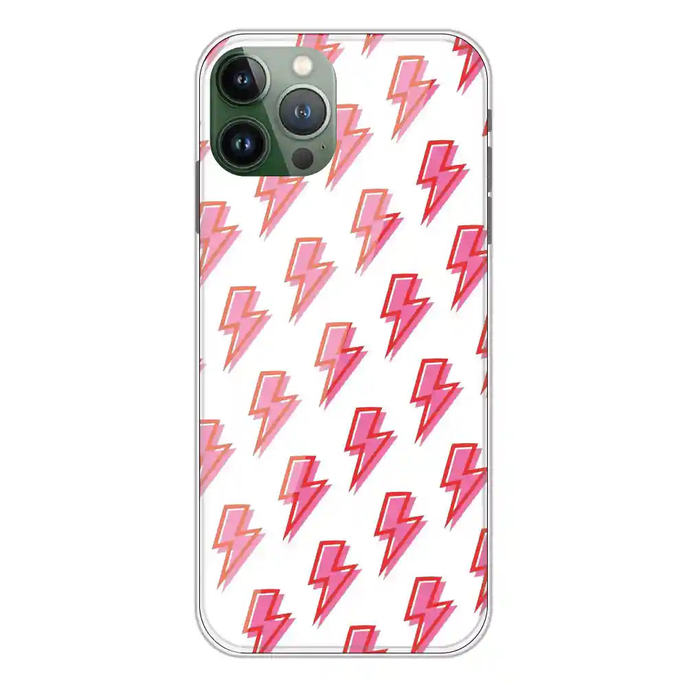 Pink Lightning Bolts - Clear Printed Silicone Case For Apple iPhone 11 Pro Max