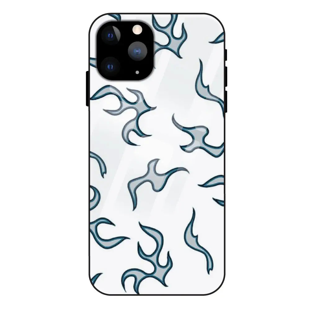 White And Blue Flames - Glass Case For Apple iPhone 11 Pro Max