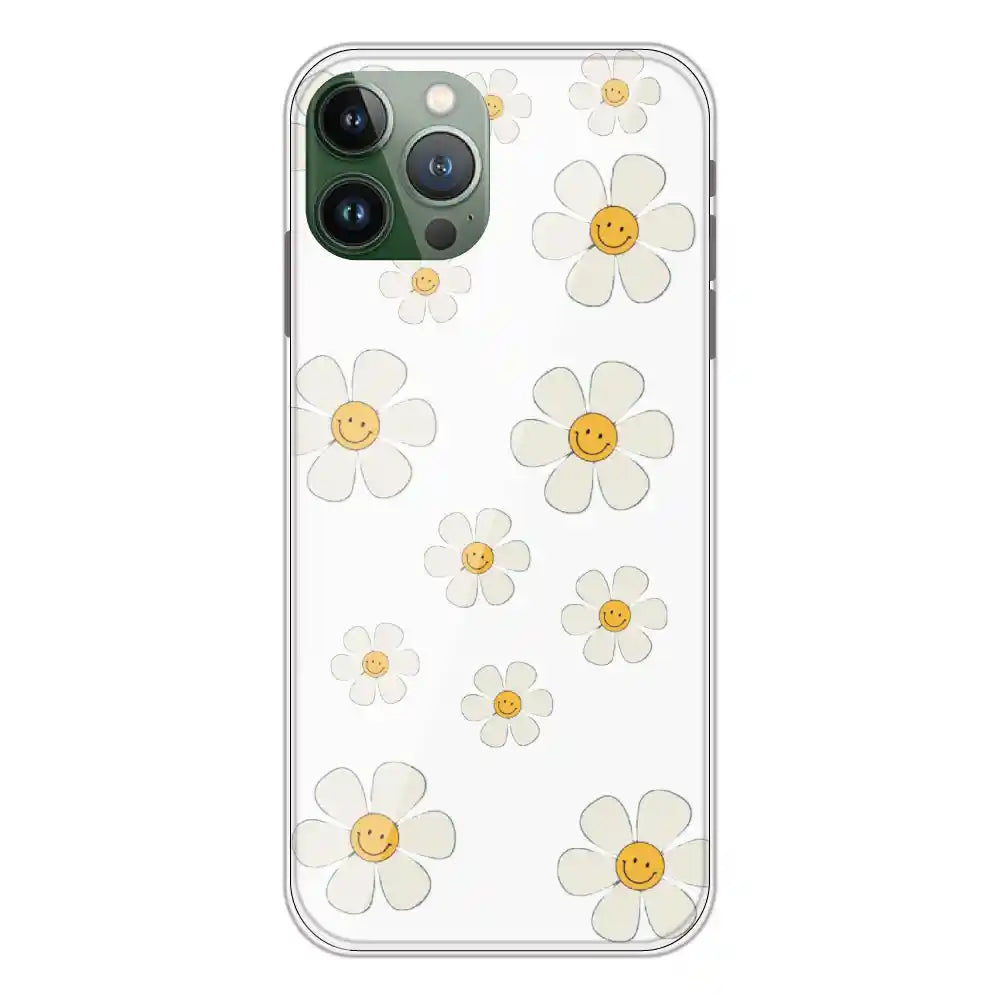 Smile Flowers - Clear Printed Silicone Case For Apple iPhone 11 Pro Max