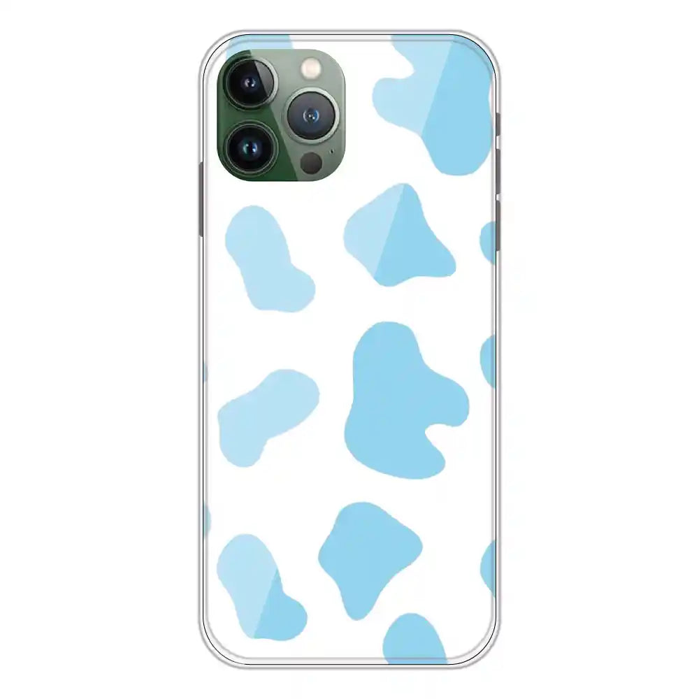 Blue Cow Print - Clear Printed Silicone Case For Apple iPhone 11 Pro Max