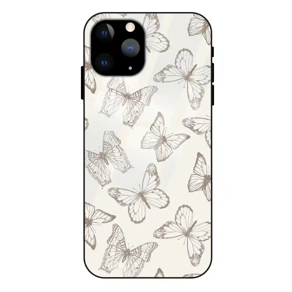 White Butterflies - Glass Case For Apple iPhone 11 Pro Max