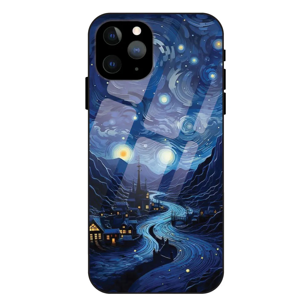 The Starry Night - Glossy Metal Silicone Case For Apple iPhone 11 Pro Max