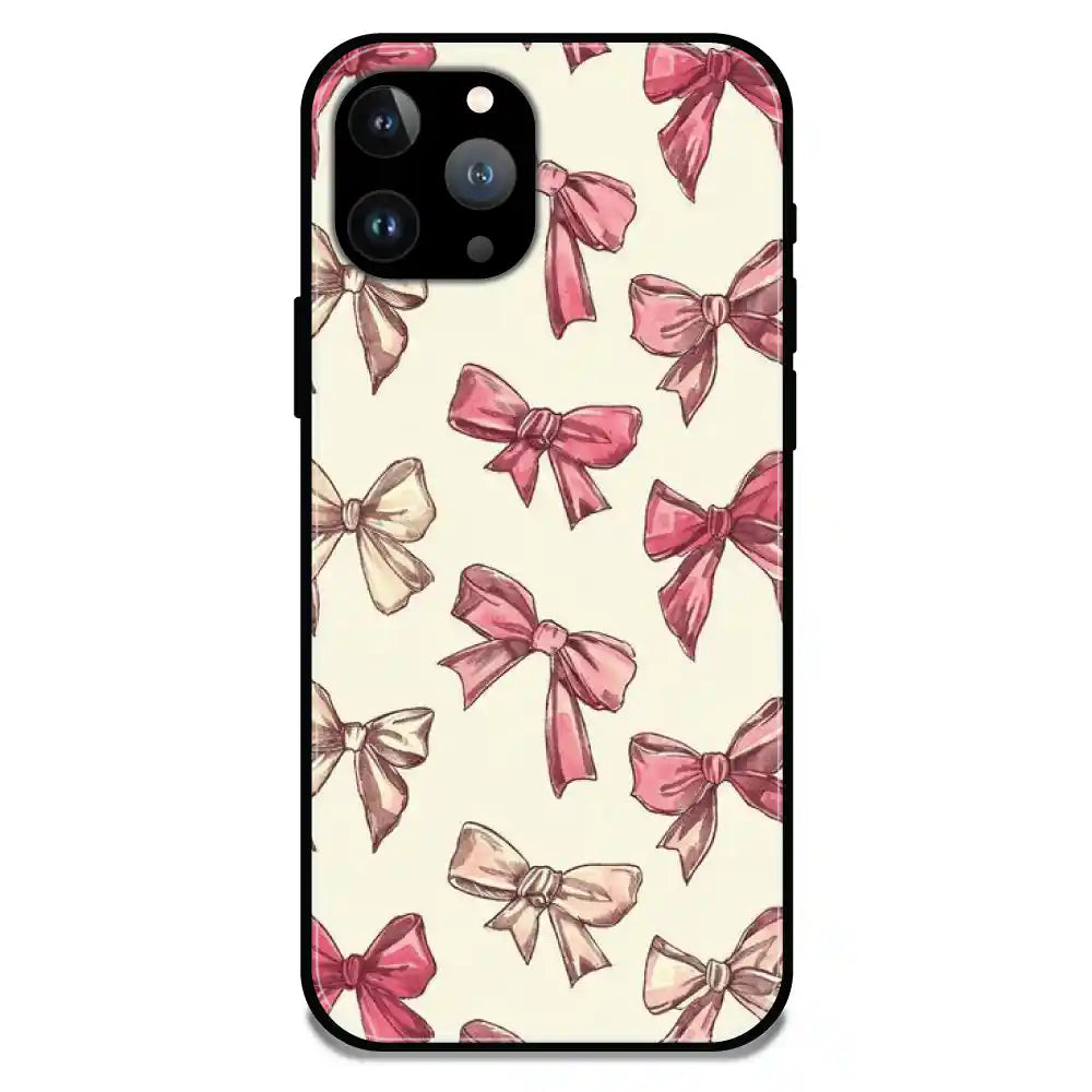 'Pastel Pink Bows - Glossy Metal Silicone Case For Apple iPhone 11 Pro