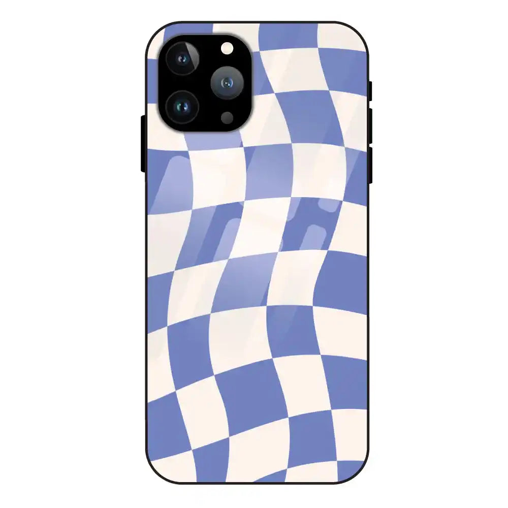 Blue Chessboard - Glass Case For Apple iPhone 11 Pro