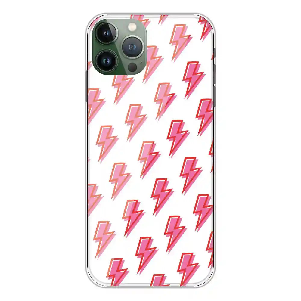 Pink Lightning Bolts - Clear Printed Silicone Case For Apple iPhone 11 Pro