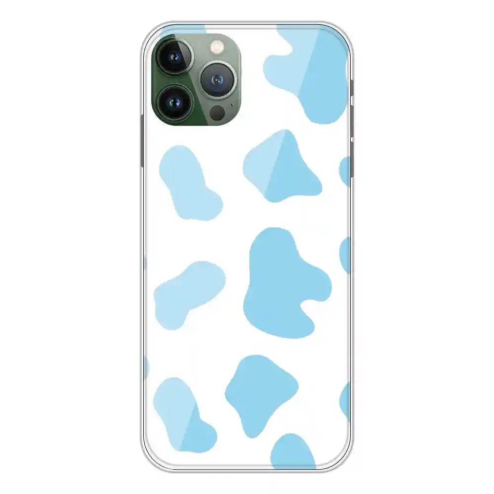 Blue Cow Print - Clear Printed Silicone Case For Apple iPhone 11 Pro