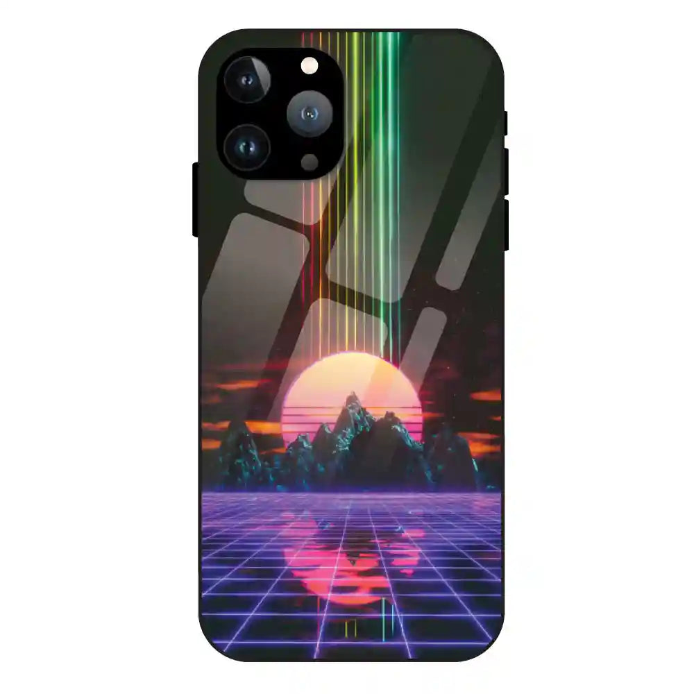 'Retro Sunset Synthwave - Glass Case For Apple iPhone 11 Pro