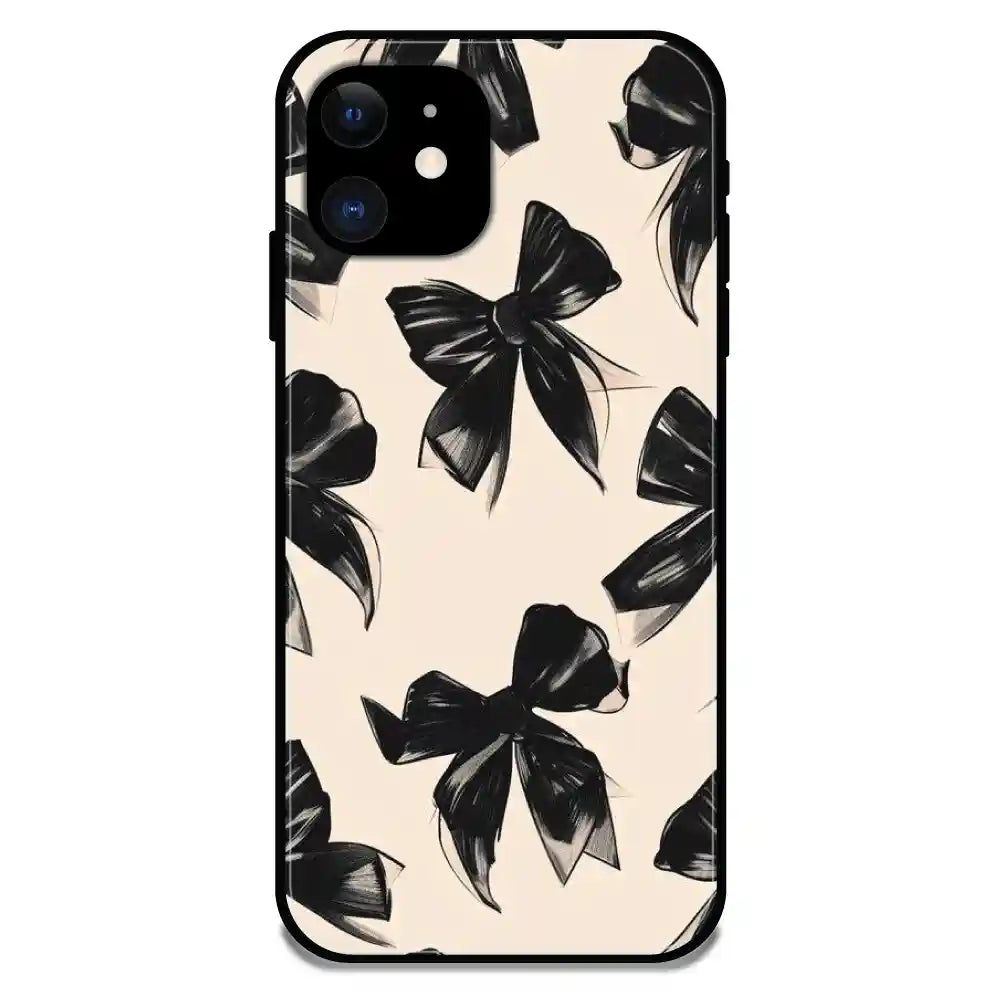 'Black Bows - Glossy Metal Silicone Case For Apple iPhone 11