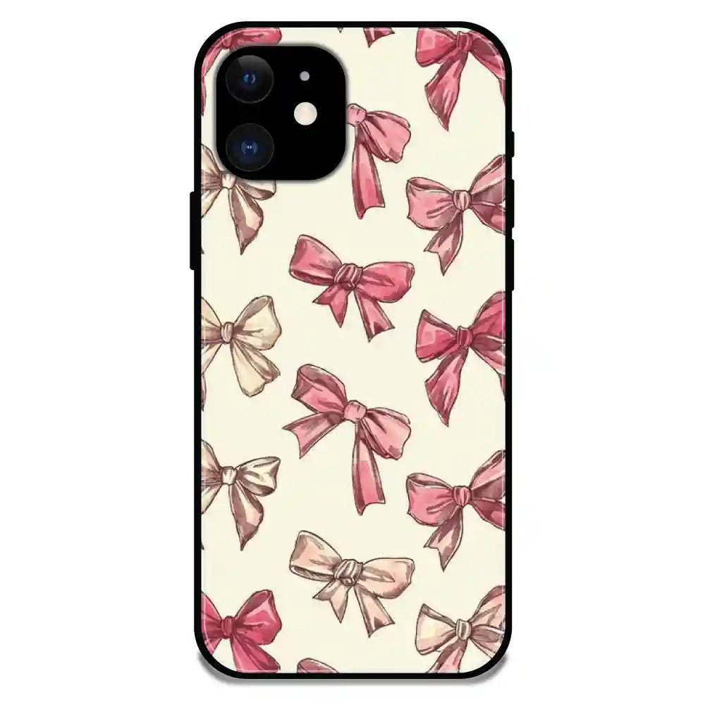 'Pastel Pink Bows - Glossy Metal Silicone Case For Apple iPhone 11
