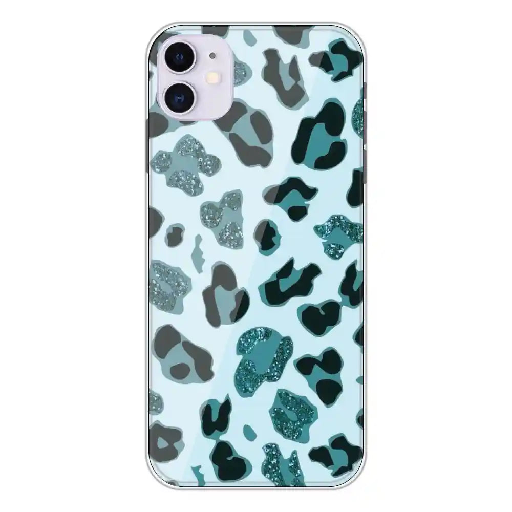 Blue Leopard Glitter Print - Printed Silicone Case For Apple iPhone 11