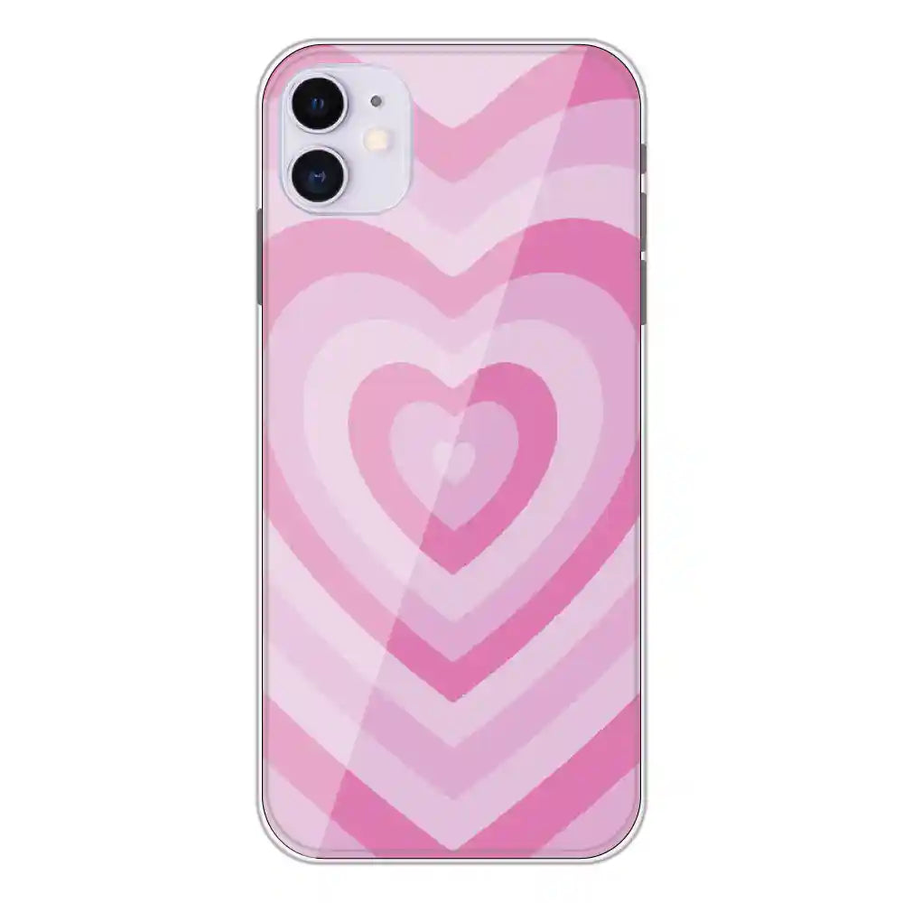 Pink Hearts - Printed Silicone Case For Apple iPhone 11