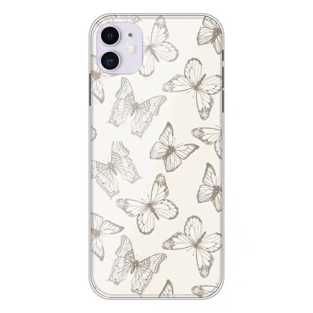 White Butterflies - Printed Silicone Case For Apple iPhone 11