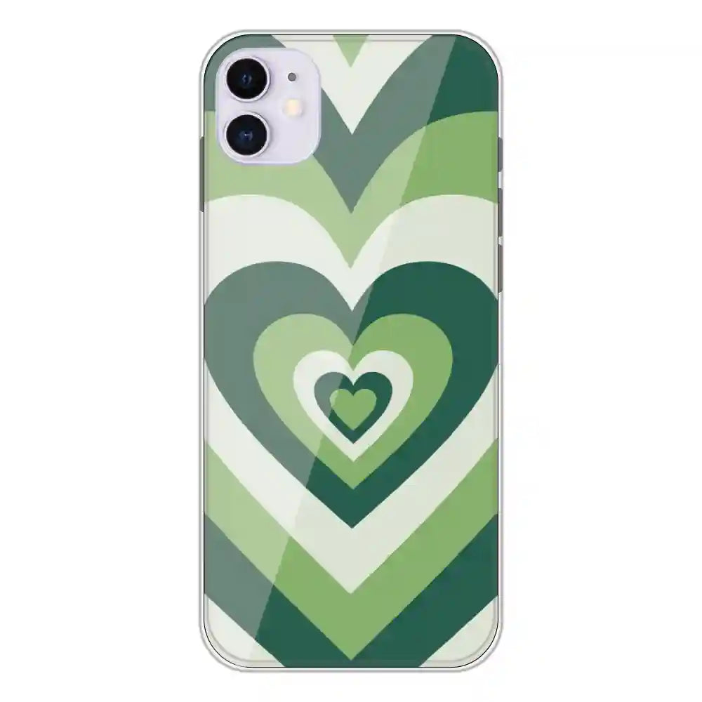 Dark Green Hearts - Printed Silicone Case For Apple iPhone 11