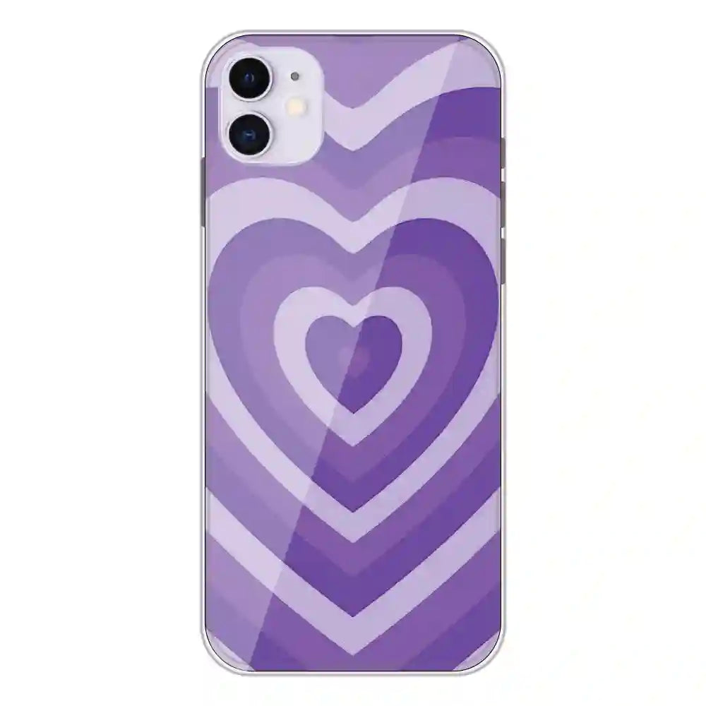 Purple Hearts - Printed Silicone Case For Apple iPhone 11