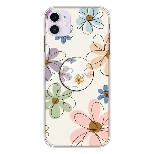 Rainbow Flowers - Silicone Grip Case For Apple iPhone 11