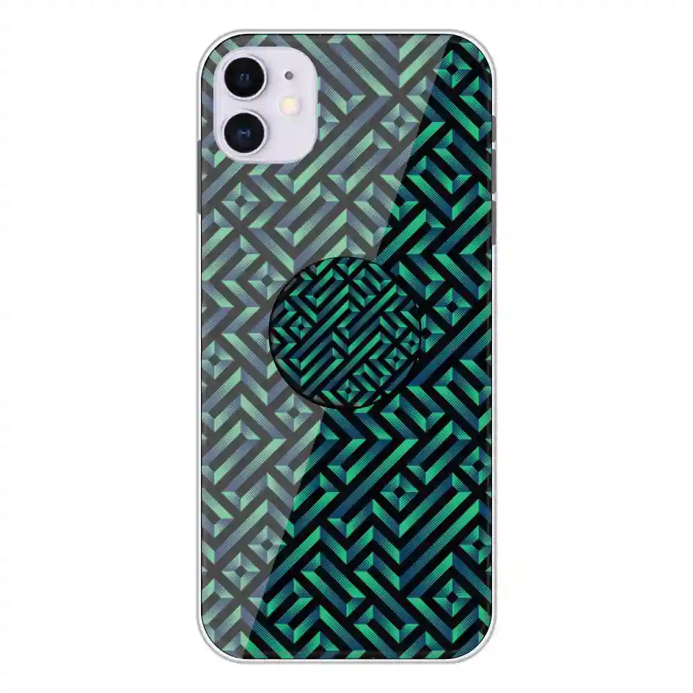 Green Mosiac Art - Silicone Grip Case For Apple iPhone 11