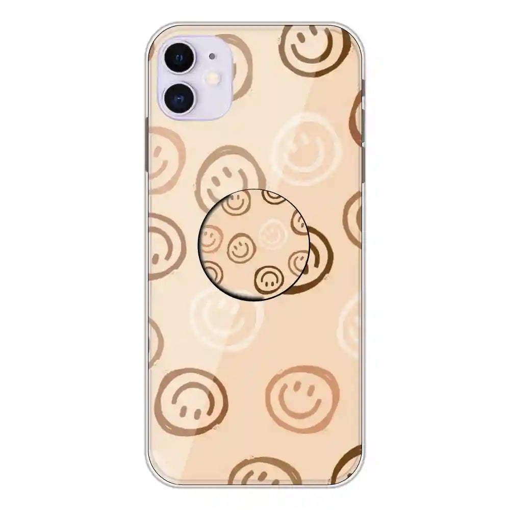 Brown Smilies - Silicone Grip Case For Apple iPhone 11