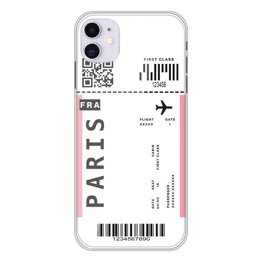 Paris Ticket - Clear Printed Silicone Case For Apple iPhone 11