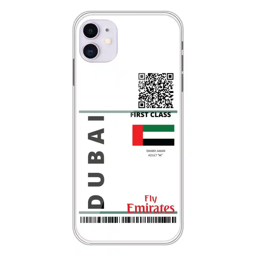 Dubai Ticket - Clear Printed Silicone Case For Apple iPhone 11