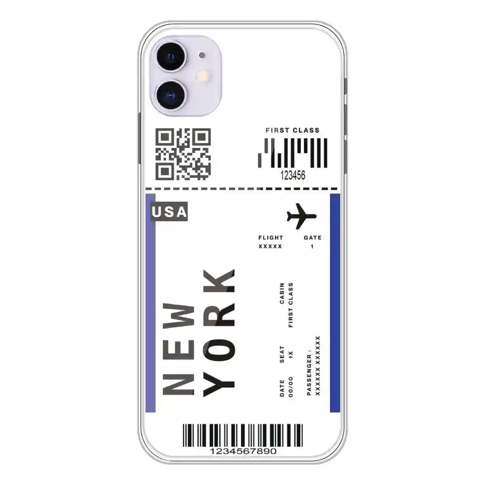 New York Ticket - Clear Printed Silicone Case For Apple iPhone 11