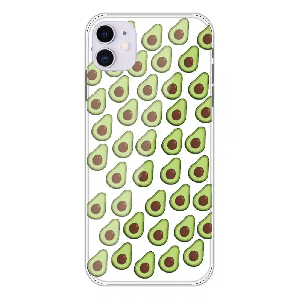 Avocado - Clear Printed Silicone Case For Apple iPhone 11