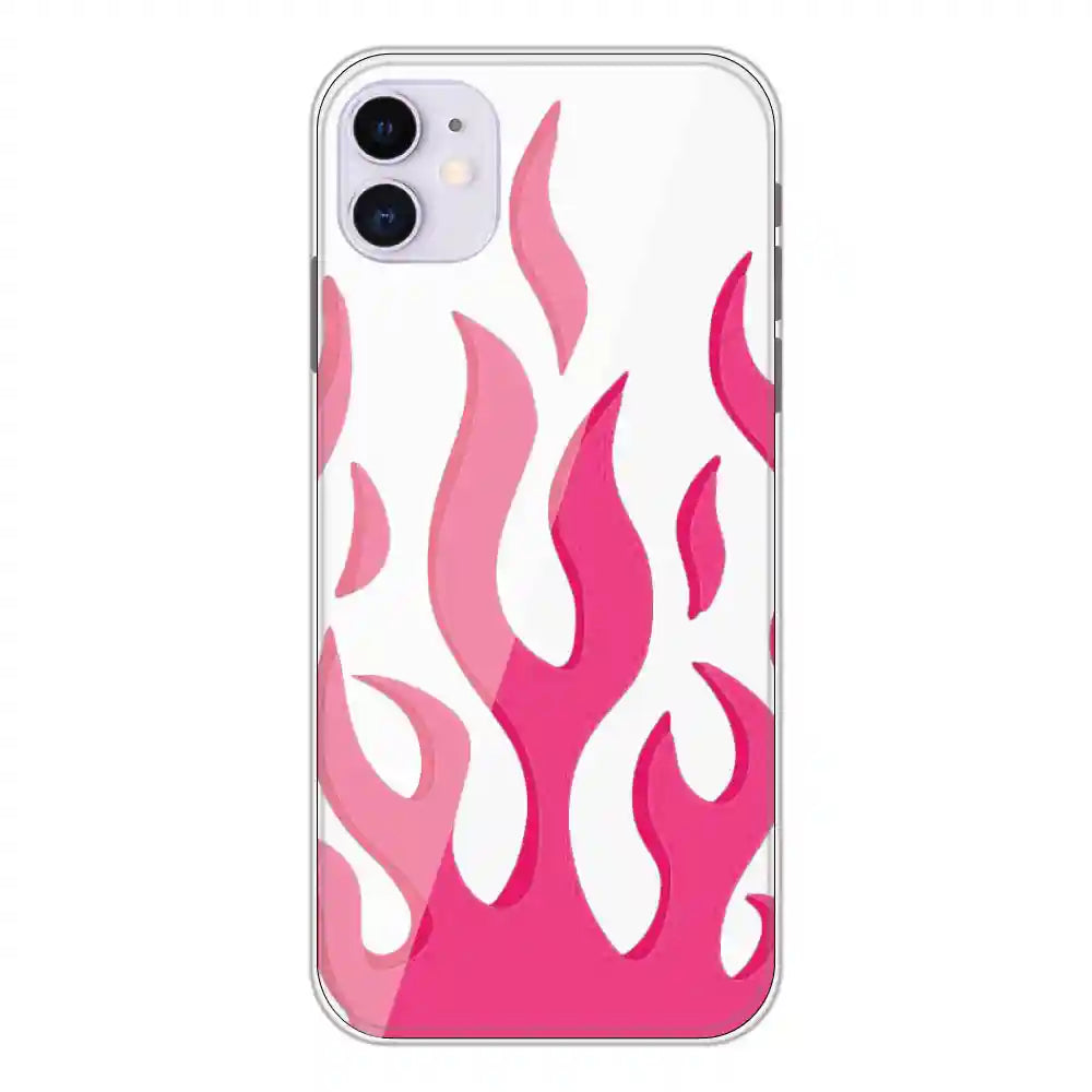 Pink Flames - Clear Printed Silicone Case For Apple iPhone 11