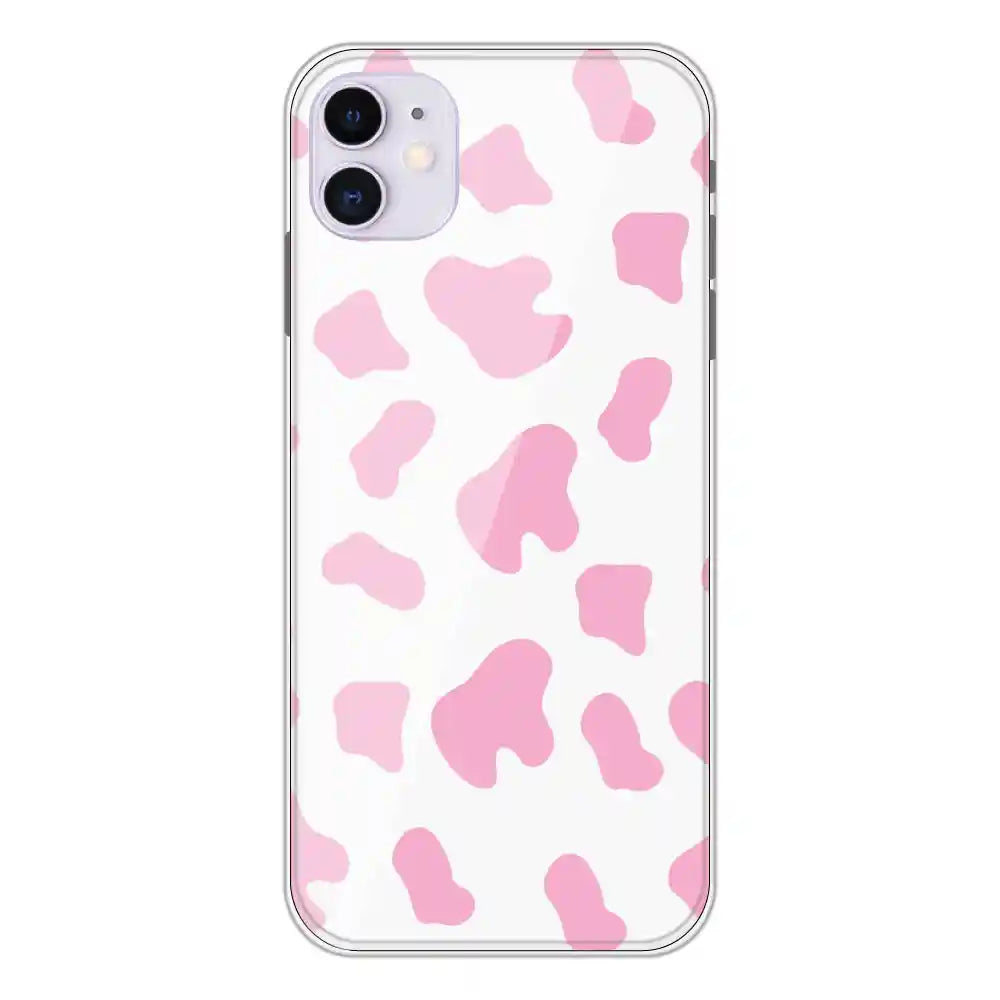 Pink Cow Print - Clear Printed Silicone Case For Apple iPhone 11