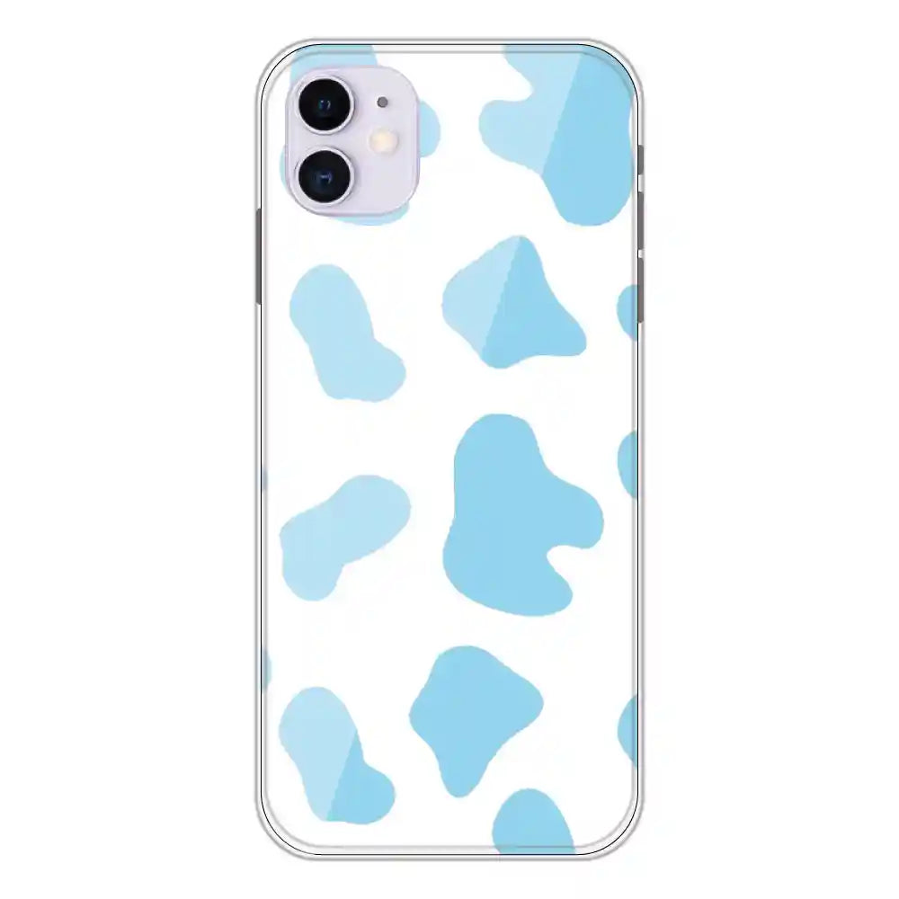 Blue Cow Print - Clear Printed Silicone Case For Apple iPhone 11