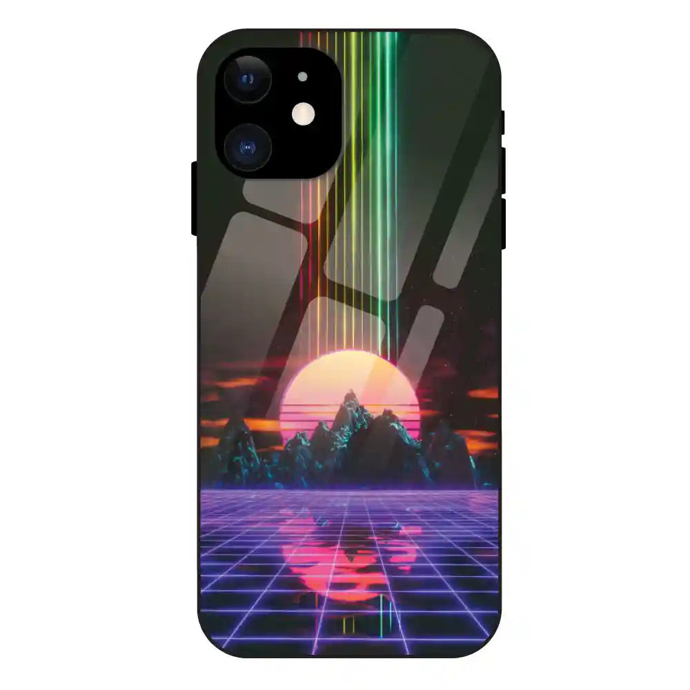 'Retro Sunset Synthwave - Glass Case For Apple iPhone 11