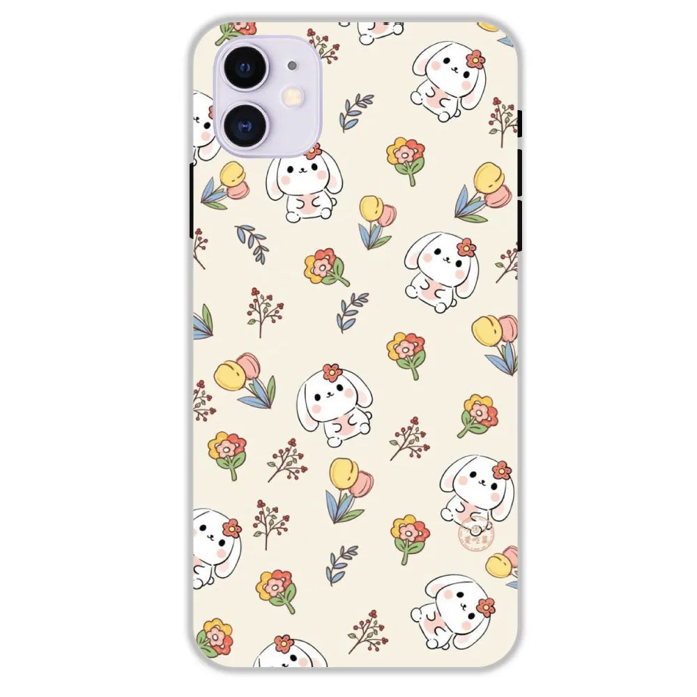 Cute Bunny & Flowers - Hard Cases For Apple iPhone 11