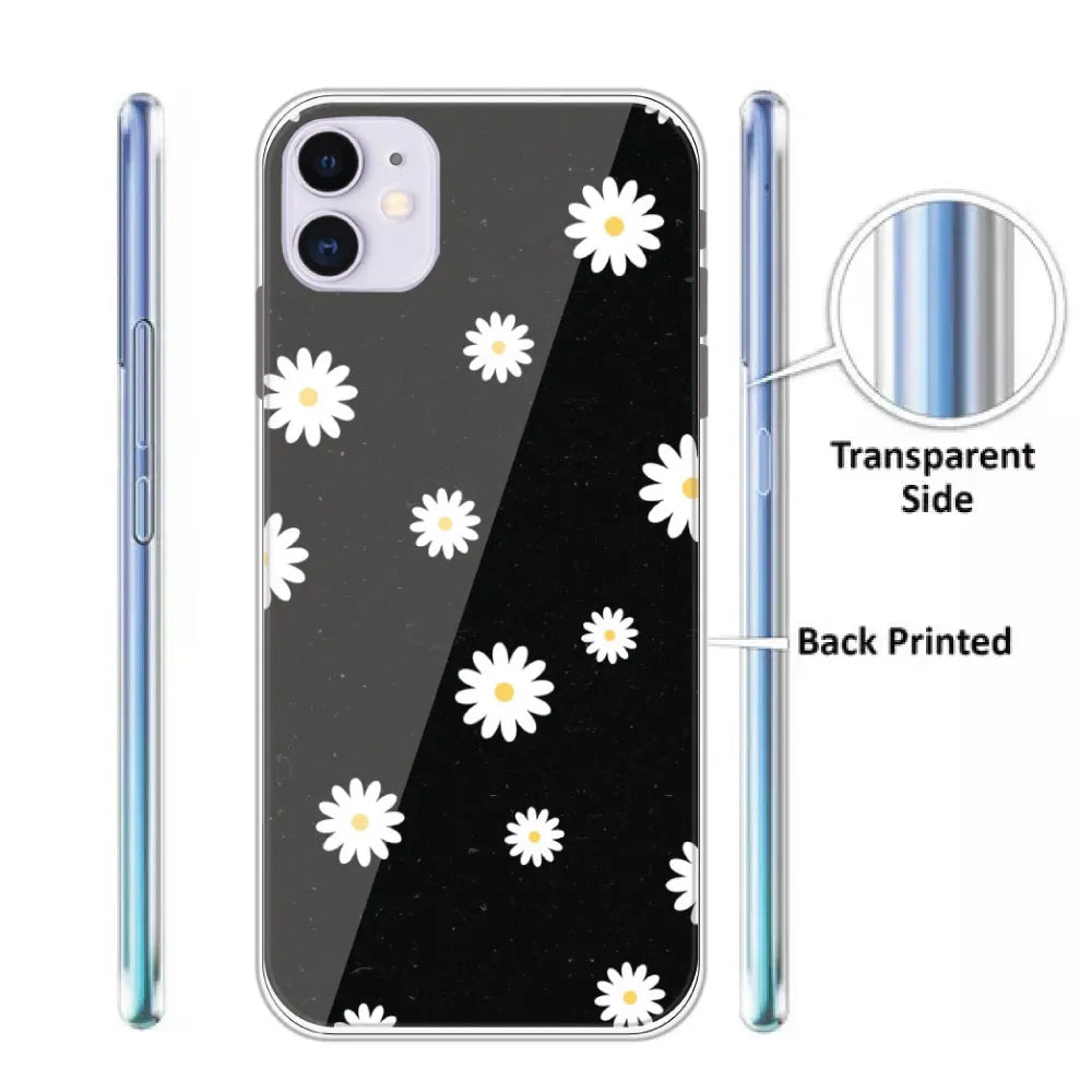 White And Black Flower - Printed Silicone Case For Apple iPhone Infographic