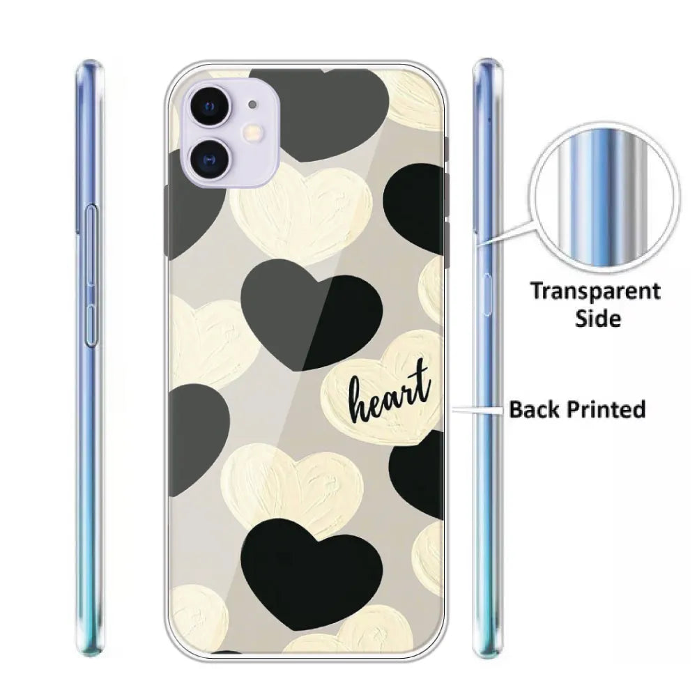 Black And White Hearts - Printed Silicone Case For Apple iPhone infographic