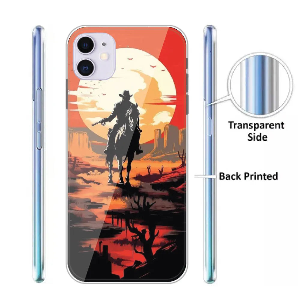 Cowboy and Horse - Printed Silicone Case For Apple iPhone Infographic
