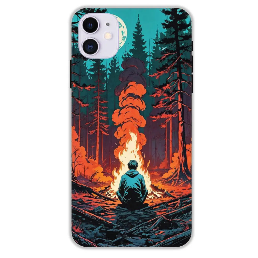 Boy With Camp Fire - Hard Cases For Apple iPhone 11