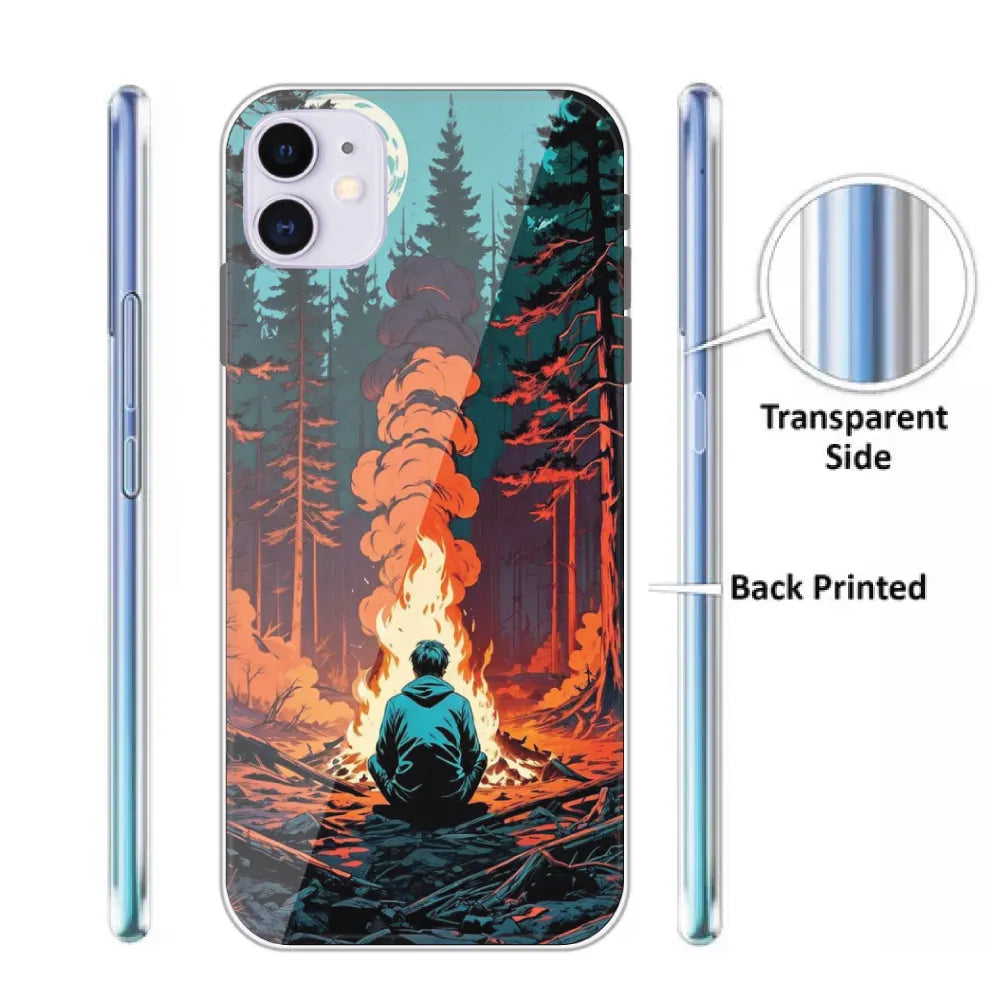 Boy With Camp Fire - Printed Silicone Case For Apple iPhone Infographic