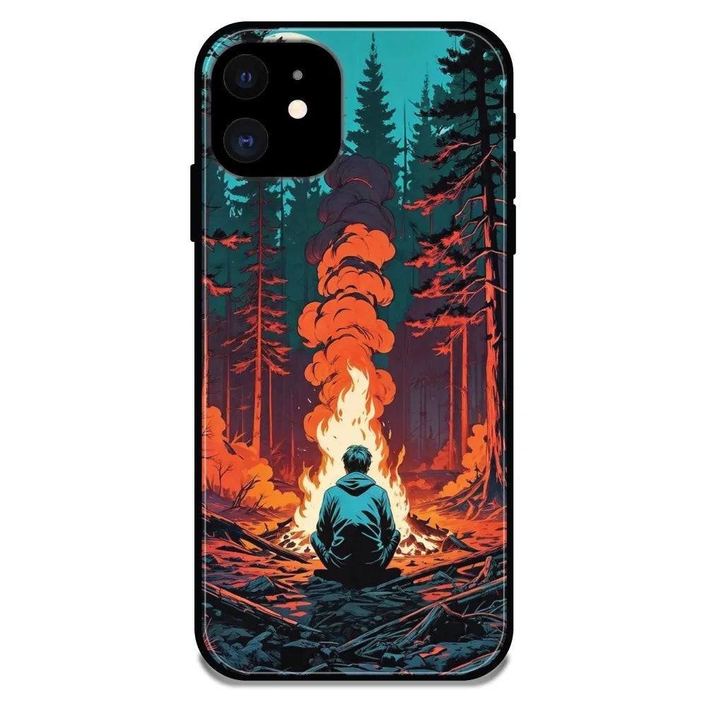 'Boy With Camp Fire - Glossy Metal Silicone Case For Apple iPhone 11