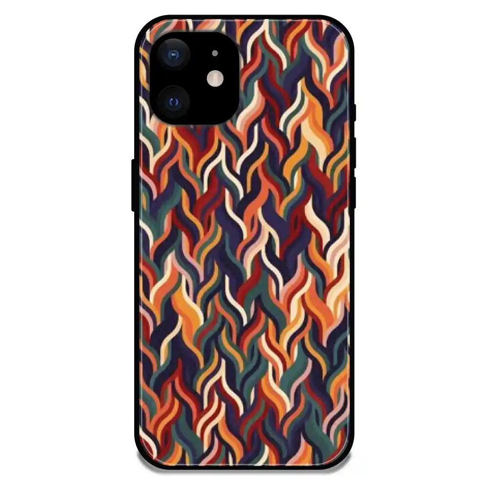 Abstract Colorful Waves - Glossy Metal Silicone Case For Apple iPhone Models