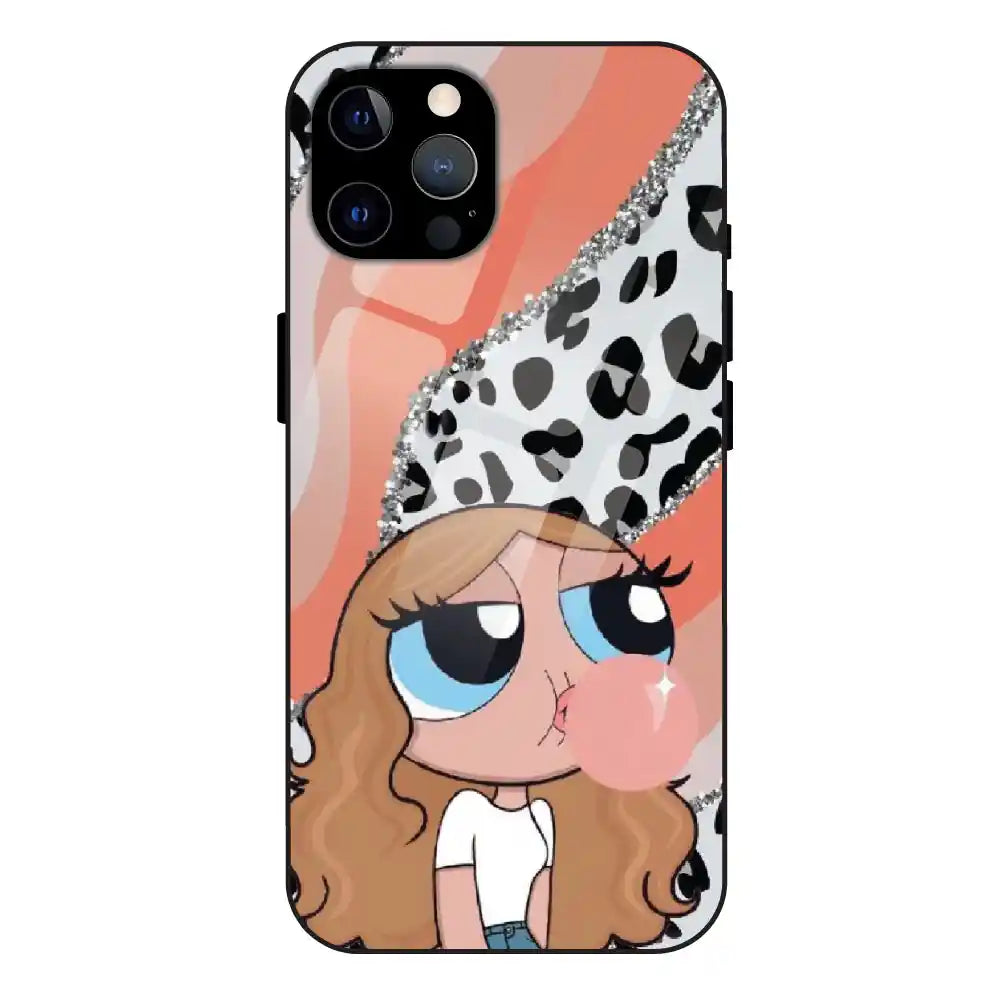 Peach Print Baddie Girl - Glass Cases For iPhone Models