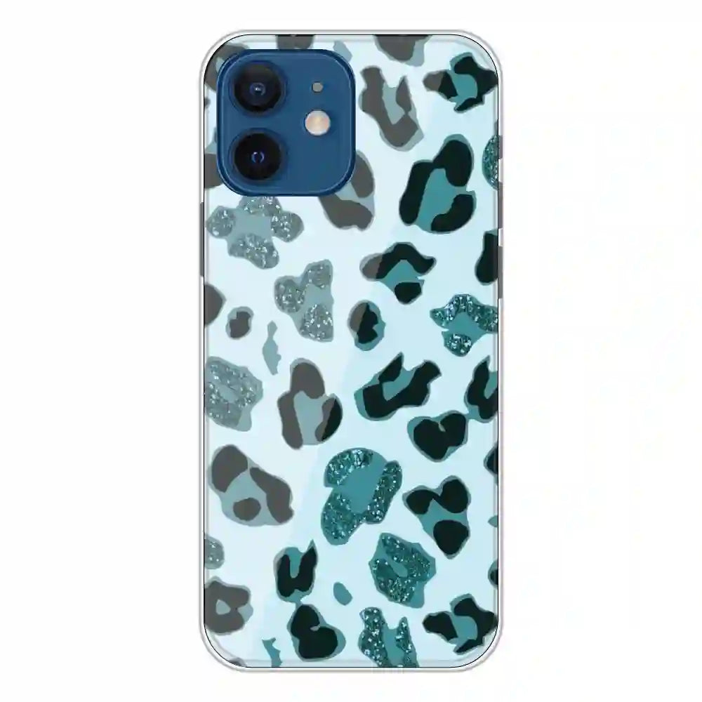 Blue Leopard Glitter Print - Printed Silicone Case For Apple iPhone 12 Mini